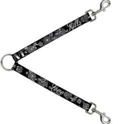 Dog Leash Splitter - Love Kills Black/White