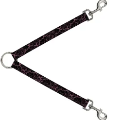 Dog Leash Splitter - Marble Black/Baby Pink