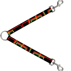 Dog Leash Splitter - Maze Lines Black/Rasta