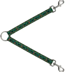 Dog Leash Splitter - MCO Orlando International Airport Carpet Teal Orange Yellow Black