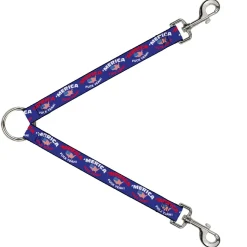 Dog Leash Splitter - 'MERICA FUCK YEAH!/USA Silhouette Blue/White/Red/US Flag