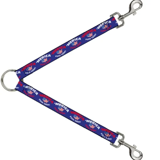 Dog Leash Splitter - 'MERICA FUCK YEAH!/USA Silhouette Blue/White/Red/US Flag