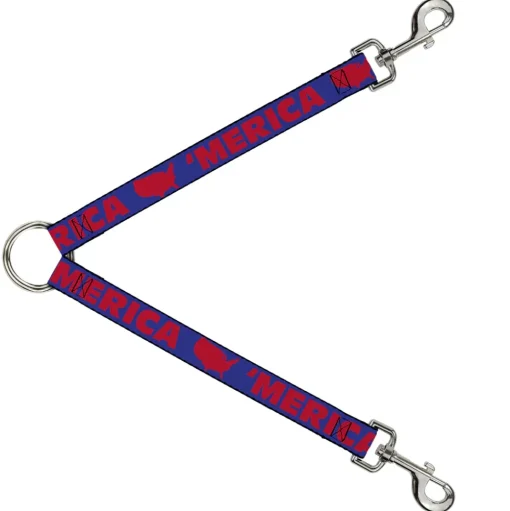 Dog Leash Splitter - 'MERICA/USA Silhouette Blue/Red