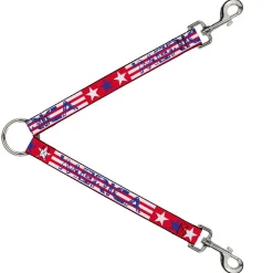 Dog Leash Splitter - 'MERICA Stripes/Stars Red/White/Blue