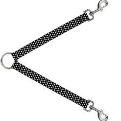 Dog Leash Splitter - Micro Polka Dots2 Black/White