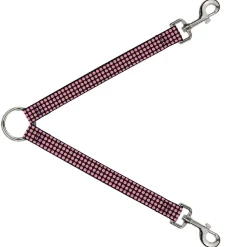 Dog Leash Splitter - Mini Polka Dots Black/Pink