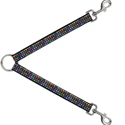 Dog Leash Splitter - Mini Hearts Black/Multi Color