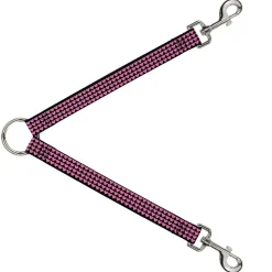 Dog Leash Splitter - Mini Hearts Black/Pink