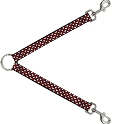 Dog Leash Splitter - Mini Hearts Black/Red/White