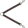 Dog Leash Splitter - Mini Hearts Black/Multi Neon