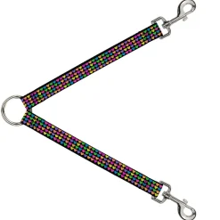 Dog Leash Splitter - Mini Hearts Black/Multi Neon