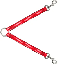 Dog Leash Splitter - Mini Hearts Monogram Red/White