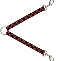 Dog Leash Splitter - Mini Checker Black/Gray/3 Red