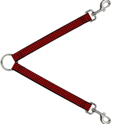 Dog Leash Splitter - Mini Hearts Black/Red
