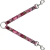 Dog Leash Splitter - Mom & Dad CLOSE-UP Pink w/Sparrows