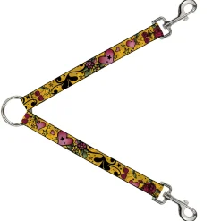 Dog Leash Splitter - Mom & Dad CLOSE-UP Yellow