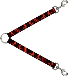 Dog Leash Splitter - Mud Flap Girls w/Stripes Black/Red/Orange