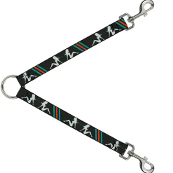 Dog Leash Splitter - Mud Flap Girls w/Stripes Gray/Turquoise/Orange