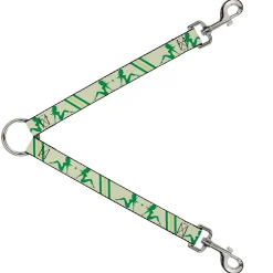 Dog Leash Splitter - Mud Flap Girls w/Stripes Tan/Green/Lime Green