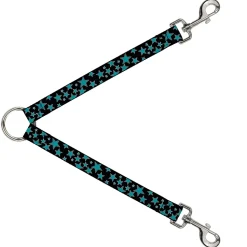 Dog Leash Splitter - Multi Stars Black/Turquoise