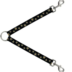 Dog Leash Splitter - Multi Stars Black/Leopard/Baby Blue Outline