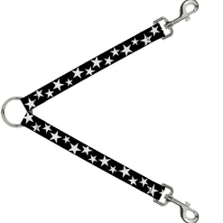 Dog Leash Splitter - Multi Stars Black/White/Black/White Outline