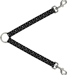 Dog Leash Splitter - Multi Skull Black/Gray