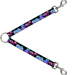 Dog Leash Splitter - Mushroom Glow Black Multi Color