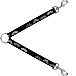 Dog Leash Splitter - Mustache Sketch Black/White
