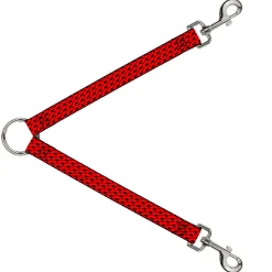 Dog Leash Splitter - Mustache Monogram Black/Red