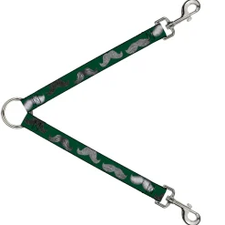 Dog Leash Splitter - Mustaches Green/Sketch