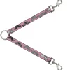 Dog Leash Splitter - Mustaches Pink/Sketch