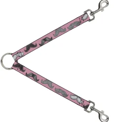 Dog Leash Splitter - Mustaches Pink/Sketch