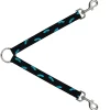 Dog Leash Splitter - Mustaches Scattered Black/Turquoise