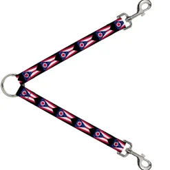 Dog Leash Splitter - Ohio Flag Repeat Black