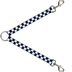 Dog Leash Splitter - Olde Scotland Yard Checker Midnight Blue/White