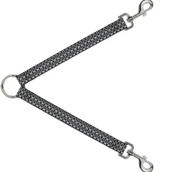 Dog Leash Splitter - Owls Monogram Black/White