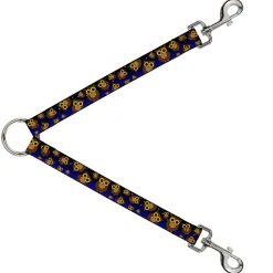 Dog Leash Splitter - Owls Scattered Black/Blue-Fade/Yellow