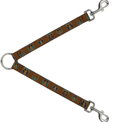 Dog Leash Splitter - Owls Brown/Pastel