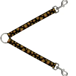 Dog Leash Splitter - Owls Scattered Black/Brown/Yellow