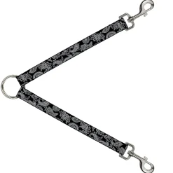 Dog Leash Splitter - Paisley2 Black/White