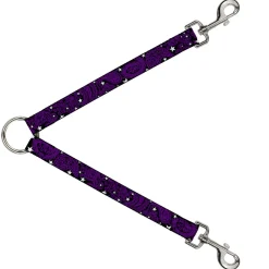 Dog Leash Splitter - Paisley Stars Black/Purple/White