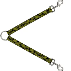 Dog Leash Splitter - Paisley Black/Neon Yellow