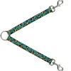 Dog Leash Splitter - Palm Tree Silhouette Leopard Brown/Turquoise