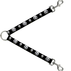 Dog Leash Splitter - Panda w/Gold Chain Black