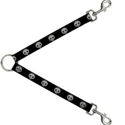 Dog Leash Splitter - Panda Bear Sugar Skull Black/White