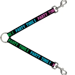 Dog Leash Splitter - PARTY TIME! Black/Green/Turquoise/Fuchsia