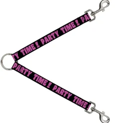 Dog Leash Splitter - PARTY TIME! Black/Fuchsia