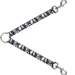 Dog Leash Splitter - Peace Dots White/Black