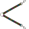 Dog Leash Splitter - Peace Hearts Repeat Black/Neon